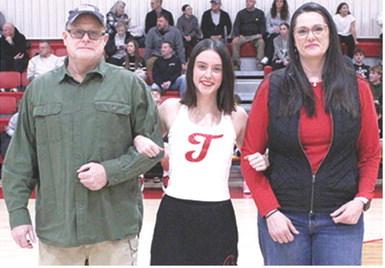Lady Titan Senior, Piper Hayes, was recognized during Senior Night at the Titans home game against Frontenac, February 23, at the CUHS Gymnasium. Piper is a four-year member of the Titan Dance Team. She was escorted by her parents, Steven Hayes and Ginger Lindsey.