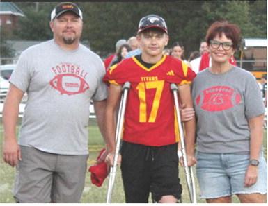 Titan Senior, Jansen Hale, was recognized on Senior Night, October 17, at Titan Stadium. Jansen is a four-year member of the Titan Football Team. He was escorted by his parents, Josh and Jenn Hale.