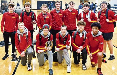 The Columbus Titan Wrestlers traveled to West Bentonville High School in Arkansas, Saturday and came home the runner-up of the 15-team, multi-state tournament. Team members are back row: Shade Schubeger, Chase Pelt, Braun Stone, Dane Merrick, Mason O’Banion, Kash Smith, and Kaden Rowe (injured). Front row: Carlson Britt, Cal Saporito, Denver Hughes, Wyatt Pool, and Kai Langerot. Courtesy photo.