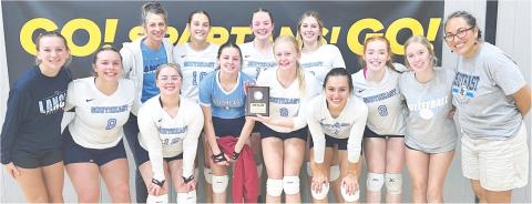 The Southeast Lady Lancer Volleyball Team placed third in the Dexter, Mo. Tournament, Saturday. The team had many games to hone their skills and improved to a 6-7 record. Team me_ sophomore, Camryn Sanders_ sophomore, Sienna Collins, junior, Maizy Williams, and Head Coach Maya s* — ■ . _ . . White. Courtesy photo.