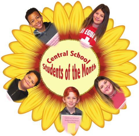 Fourth through eighth grade students were selected as Central School’s Students of the Month last week. Pictured are fourth grader Gentry Holt (bottom center), fifth grader Trevin Laws (bottom left), sixth grader Kai Langerot (top left), eighth grader Aubrie Wilson (top right) and seventh grader Jaiden Campbell (bottom right). Photos by Jacob Spencer.