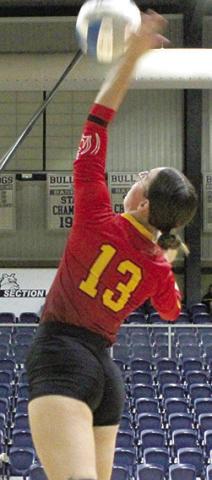 Lady Titan Senior, Torey Tedlock, had four kills for Columbus in their three-set loss in Galena, Tuesday. Torey led the team in digs with 12.