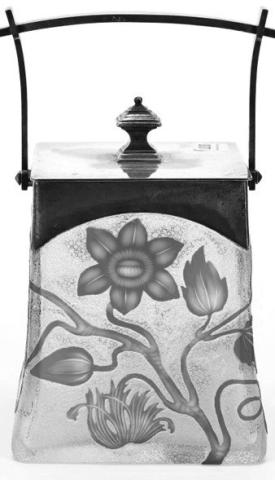 Saint Louis glass is so distinctive (and desirable) that you can find unmarked glass pieces, like this cameo cut biscuit jar, described as “Saint Louis Style.” Photo Credit: Woody Auction (c) 2026 by Cowles Syndicate Inc.
