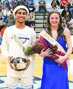 Senior, Deric Mitchell, and junior, Bella Tavernaro, were crowned as 2024 Southeast Homecoming King and Queen between the varsity girls and boys basketball games, February 9, at the Southeast High School in Cherokee. (Courtesy Photo.)