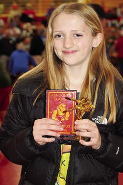 Raelee Engroff was named as an outstanding wrestler at the Fifth Annual Ken Jones Classic Wrestling Tournament, February 11, at the Columbus Unified High School Gym. Raelee won the 12U, 90/100-pound girls division at the tournament.