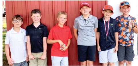 Six Columbus Junior Golfers participated in the 9-10 year-old boys division in the Oswego Junior Golf Tournament, Thursday. In a field of 17 golfers, the order of finish for the Junior Titans is Jaxon Harper in fourth place, Jake Wary was sixth, and Tanner Thompson placed seventh. Kasen Sallee finished in 12th place, Trevor Lacen 14th, and Jase Mooney 15th, Courtesy photo.