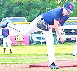 Jaxon Harp, was the starting pitcher for the Mercy Team, Wednesday, in their 11-6 win over VFW on Volunteer Field at the Columbus Community Field Ball Park. (Courtesy photo.)