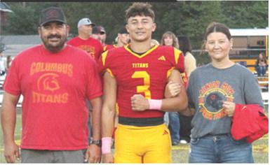 Titan Senior, Jayden Rodriguez, was recognized during Senior Night Ceremonies, October 17, at Titan Stadium. Jayden is a four-year member of the Titan Football Team. He was escorted by his parents Kevin and Amanda Rodriguez.