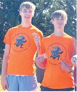 Southeast Junior, Zayne Gabern and freshman, Tucker Sutton qualified for the state cross country meet by placing 13th and 14th in the Kansas Class 2A Regional Tournament, Saturday, at Central Heights High School. Courtesy photo.