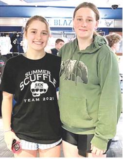 Brooklyn Collingsworth and Adalynn Hutto participated in the Summer Scuffle Dual Tournament at Gardner Egerton High School, over the weekend. Brooklyn had one loss and eight wins and Adalynn had a 3-7 record for the event. Brooklyn also attended the Purler Academy the first week of June and put in 35 hours on the mats. Courtesy photo.