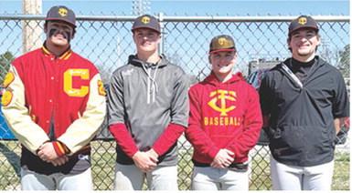 The Columbus Titan Baseball Seniors began their 2025 season with a win, 6-3, win over Wyandotte High School in the Wyandotte Four State Festival, Thursday morning, in Wyandotte. The early season tournament is hosted by Wyandotte, Okla. and Seneca, Mo. Schools. Senior, Rece Ponce, Jace Midgett, Syler Schuberger, and Jack Vilela will lead the Titans this season. Courtesy photo.