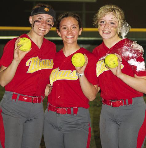 Three Lady Titans had home runs in the double header at Baxer Springs, April 3. Katie Simpson hit her long ball in the sixth inning, Katy Mooney knocked hers over in the third inning, and Graci Major cleared the fence in the first inning of the game two, 8-4, win.