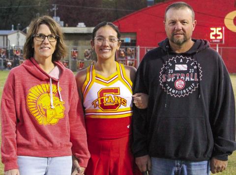 Lady Titan Senior, Katy Mooney, was recognized on Senior Night, October 25, at Titan Stadium. Katy is a four-year member of the Lady Titan Volleyball Team and a one-year member of the Titan Cheer Squad. She was escorted by her parents, Kelly and Joe Mooney.