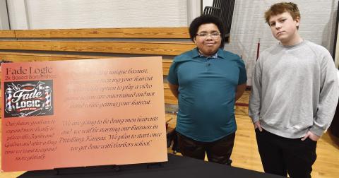 The annual Cherokee County Youth Entrepreneurship Fair was held March 5 at Baxter Springs High School. Students from Columbus, Baxter Springs, Riverton and Galena attended the event. Columbus High School students Jeremiah Palmer and Kash Spear entered their business, Fade Logic, 2k Based Barbershop.