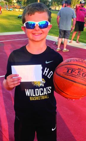 Crosby Neil won the fifth grade and under division of the free throw contest at the Freedom Fest festivities in the Columbus City Park, July 8. Courtesy Photo.