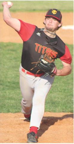 Senior, Jack Vilela, took the win on the mound for Columbus in the 5-2, come-from-behind, win over Parsons, Thursday at Bomber Field. Jack had seven strike outs, three in the final inning, in five innings pitched, for the Titans.