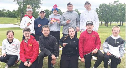 The CJHS Golf Team placed second at their home tournament, Tuesday, at the Brush Creek Golf Course. Team members are front row: Ally Walters, Jake Wary, Trevor Lacen, Raygen Spoonemore, Tanner Thompson, and Jase Mooney. Back row: Tyler Kirk, Raelee Engroff, Tymber Newberry, Cajen Smith, and Caden Stark.
