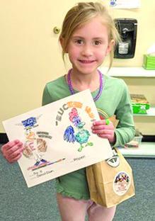 Park Pre-K students color Eddie Eagle, Rooster Booster