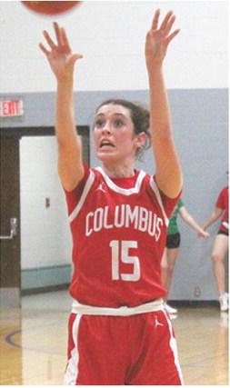 Lady Titan Junior, Natalie Wary, scored six points in the third quarter of the 25-55, Columbus loss in Cherryvale, Tuesday.