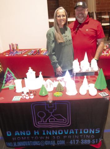 Hollie and Dustin Damrill with D and H Innovations were one of the vendors at the inaugural Christmas Market held at State Theatre Event Center November 29. The Damrills’ business makes 3-D printed art pieces.