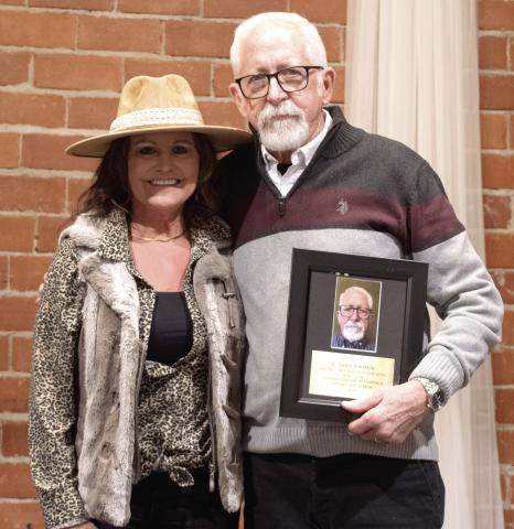 Kari Soper presented John Smittle with his Educator Hall of Fame recognition at the annual Chamber of Commerce Dinner. Smittle taught in both the junior high and the high school.