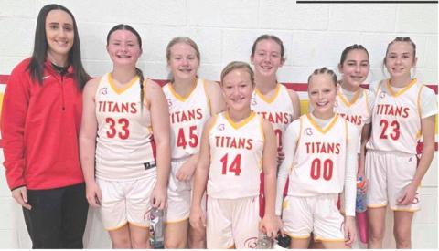 The Columbus Junior High Seventh Grade Lady Titans took first place in the Columbus Jamboree at the Central School Gymnasium, Saturday. The Lady Titans started the day with a win over the Northeast B Team, 28-5 and closed out the day with a win over New Heights Christian School, 34-2. The seventh grade team is coached by former Lady Titan stand out, Macy Gray. Team members are Gracie Stanley, Lydia Wilkins, Lexi Webb, Temperance Goff, Piper Hill, Kip Saporito, and Sammi Ohmart. Courtesy photo.