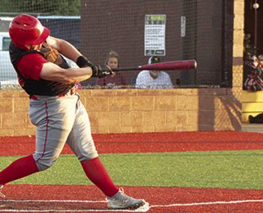 Kash Smith, Titan Freshman, crushed a three-run home run over the center field fence in the Columbus Summer Baseball League Junior Varsity game at Girard, Thursday. The Titans won the game, 6-4.
