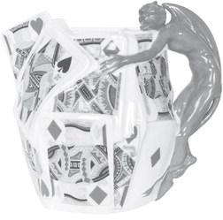 Can you resist anything but temptation? Buyers couldn’t resist this Royal Bayreuth pitcher with a devil and playing cards.