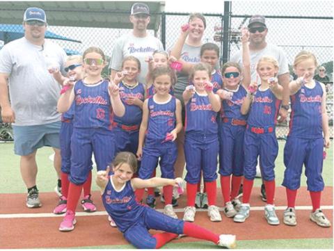 The Columbus 8U Rockettes won the Memorial Maynia Softball Tournament in Joplin, Mo. Friday and Saturday. The won two with no losses in pool play before winning the championship, 11-3. Team members are Emerson Carter, front; middle row: Amyx Evans, Morgan Moser, Oakleigh Mays, Kynlea Littlejohn, Aniah Palmer, Taylynn Midgett, Renley Knopp, and Jasmine Wininger; and back row: coaches, Jeremy Gulick, Lance Moser, Anna Moser and Bryan Midgett. Courtesy photo.