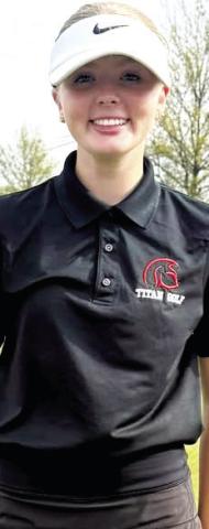 Cali Carpino, Lady Titan Eighth Grader, led Columbus to a first place team finish at the Galena Invitational, Thursday, at the Shifferdecker Golf Course. Cali tied for first but lost the tie breaker. Courtesy photo.