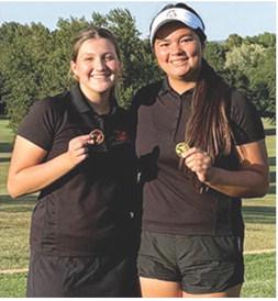 Lady Titan Kristen Linn, took first place and Elaina Garcia placed fourth in the Baxter Springs Junior Varsity Golf Tournament, Tuesday. The freshmen pair had rounds of 52 and 60 respectively on the day for Columbus. Courtesy photo.
