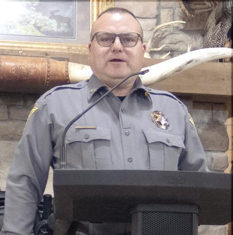 Sheriff Brian Henderson spoke at the Farm Bureau Legislative Dinner about upgrades and training in his department.