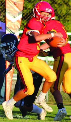 Titan Cole Howard broke away for a 95-yard touchdown run in the 44-22, Columbus win over Galena, Monday night at Titan Stadium. Howard also had a 61-yard scoring run and a passing touchdown to Brody Carter for 61 yards in the win.