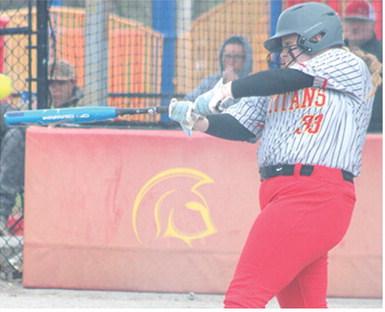 Lady Titan Senior, Madisen Rand hit a two-out double in the bottom of the seventh inning to drive in senior, Katy Mooney for the winning run, 3-2, against the Fort Scott Lady Tigers, Thursday, at Rockett Field. Madisen had two hits in the game with one Run-Batted-In and one walk.