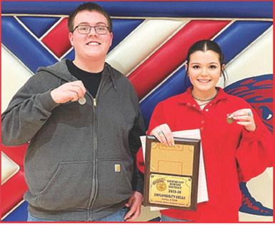 The Colmbus FFA Employability Skills B Team took first place at the Southeast District Contest recently in Eureka. Isaac Johnson was the second high individual and Madison Duling placed as first high individual in the freshman/sophmore, B, level. Courtesy photo.