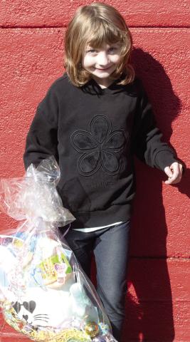 Kasyn Hogner was the winner in the ages six and seven year old group of at the Chamber Easter Egg Hunt.