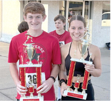 The event that always kicks off Saturday of the Columbus Day Festival is the annual 5K run. This year, the top two overall winners in the Columbus Day 5K were both in the 19 and under age division. Awards presented according to age groups and gender divisions. Lydan Atkinson, 13, had a time of 21:11 and Grace Grant, 17, came in with a time of 24:49. Courtesy photo.