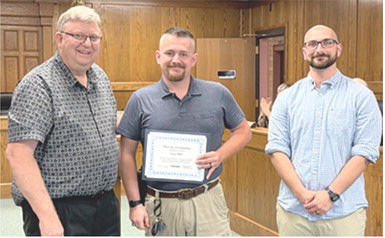 Columbus Code Enforcement Officer Gary Holt received recognition for 10 years of service to the city at their regular council meeting May 18. Holt was hired as a police officer before being transferred to the newly created Code Enforcement position last year.