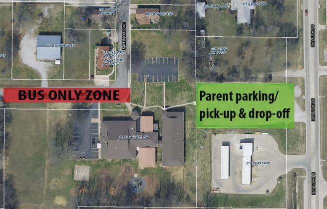 There will be new loading and unloading zones at Park School this year. Parents will use the former VFW lot for pick up and drop off while Garfield Street will be exclusively for busses.