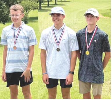 Cooper Grundy placed fourth in the Columbus Junior Golf Tournament, June 4, as part of the Junior Golf Summer Program Schedule. Easton Long placed second behind top medalist in the 15 plus age division, Isacc Myers. The tournament was held at the Brush Creek Golf Course in Columbus. Courtesy photo.