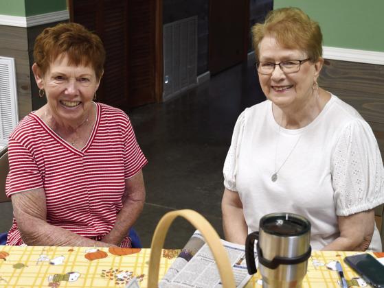Always willing to lend a helping hand at local fundraisers, Myrna Martin and Lorna Stover were among those helping out the event for Jim Bowles and Sandy Louthan.