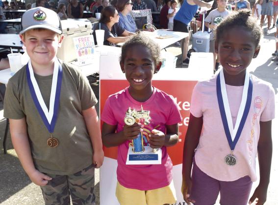 In the 7 year old division of the Pedal Tracor Pull, Jace Evans placed third with a distance of 39’1”. Sisters Kyra Lacen and Lyiah Lacen were in a tight race for the win. In their first two pulls, both girls pulled 40’. It was a battle in the third heat with Kyra pulling out the win with 33’7” over Lyiah’s 29’9” distance.