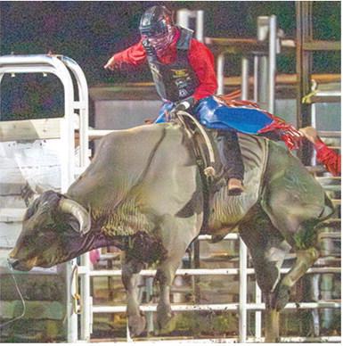 Local cowboy Cal Saporito, had a wild ride in the recent Columbus Saddle Club Rodeo, May 12-14, at the Saddle Club Arena. Cal was the lone bull rider from Columbus and while his ride didn’t end as he would have wanted, the Fort Scott Community College commit, will have plenty of chances as he rides with the FSCC Rodeo Team throughout their 2026-27 season. Photo courtesy of Nate Jones Photography.