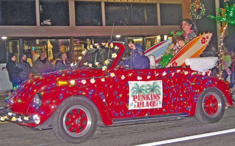 The First place float at the Baxter Springs Christmas Parade was entered by Punkin’s Place.