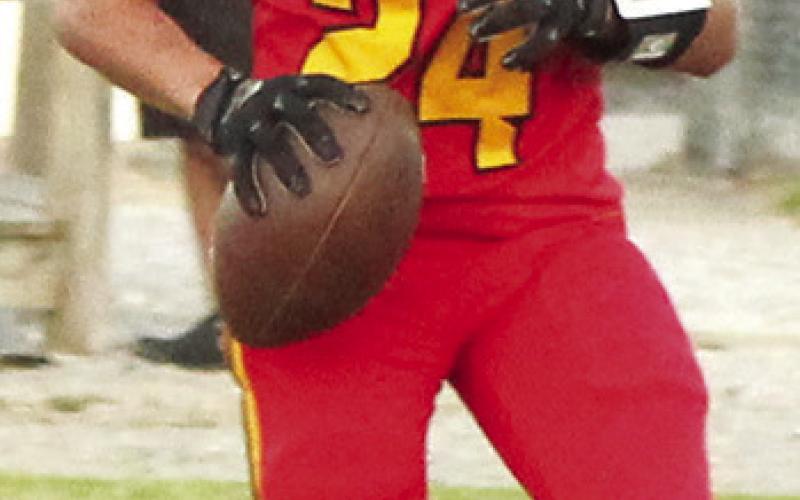 Titan Freshman, Jayden Rodriguez, caught one touchdown pass and three, two-point conversions in the 30-24, Columbus win over Galena in the junior varsity game, Monday.