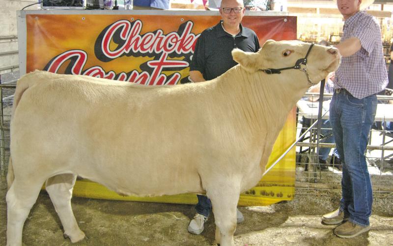 Repeating his grand championship selection for the fourth consecutive year, Columbus FFA club member Cole Youngblood showed the Grand Champion Market beef and received a $3,300 premium for his 2025 efforts from Crossland Construction.