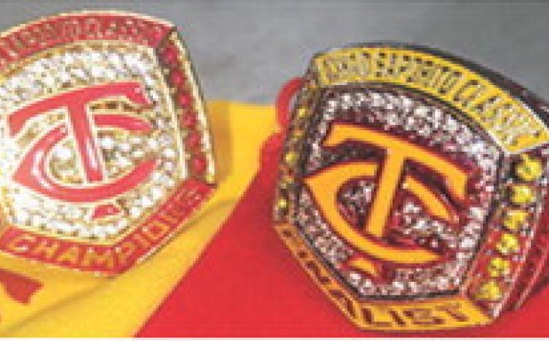 Custom rings will be awarded to championship and runner-up teams in the Chad Saporito Summer Classic Baseball and Softball Tournaments. Chad’s brother Clint designed the rings using the TC logo design created by Chad. Courtesy photo.
