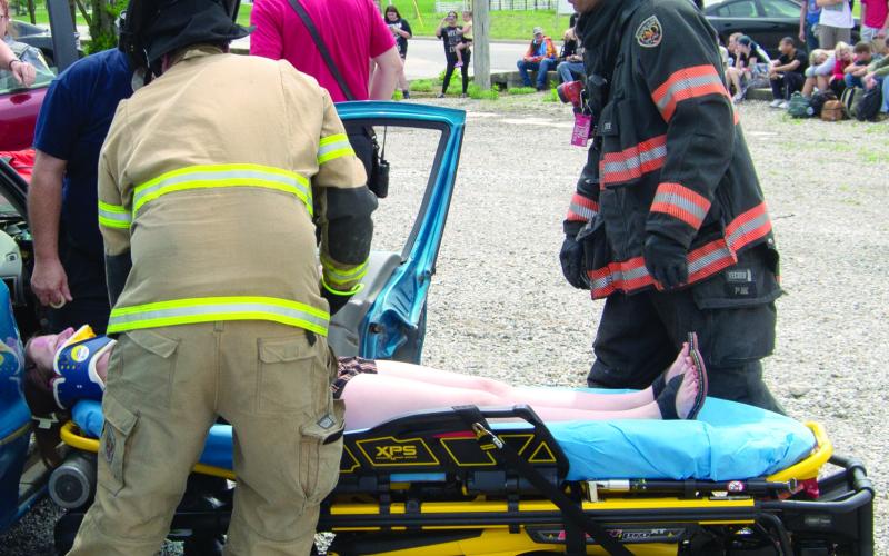 Fire fighters aided the EMS workers in loading victims on the gurneys for transport by ambulance or Med Flight.