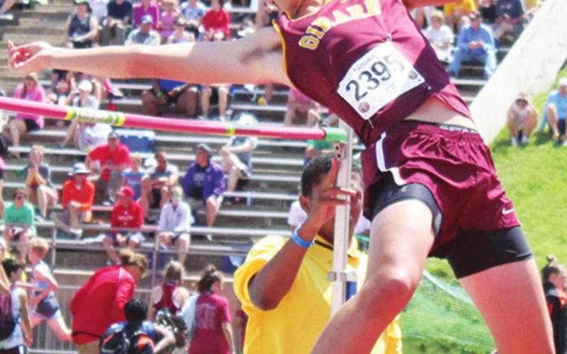 Girard Senior, Gage Davenport, cleared six feet and placed 12th at the Kansas Class 3A Track and Field Meet in Wichita, Saturday.