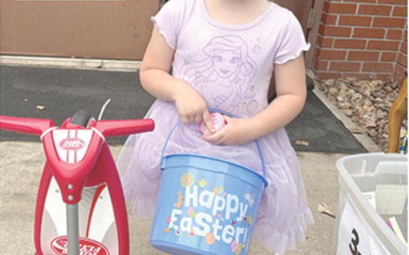 Grace Hodgson was a winner of a Golden Ticket at the Easter egg hunt at Medicalodges Friday afternoon.
